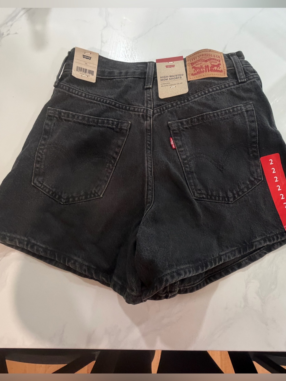 Levi's Black Denim High-Waist Shorts - Picture 3 of 6